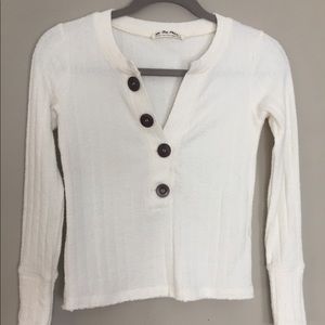 Free People Cream Long Sleeve Sexy Sweater